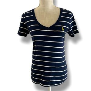 Ralph Lauren Sport Navy Striped Short Sleeve Top